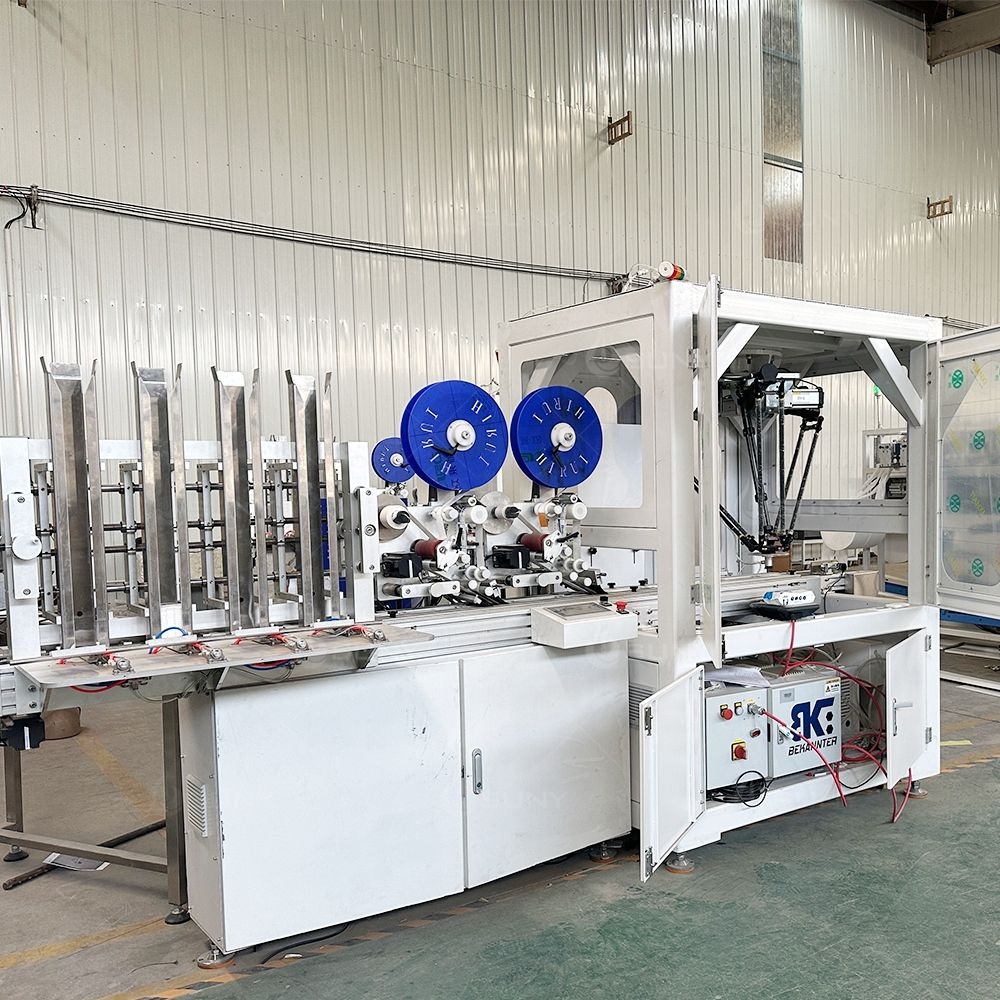 30PCS جوتے مچھوٹیں بنانے اور پیکنگ مشین نیچے جیکٹ صفائی گیلے مچھوٹیں پیداوار لائن کے ساتھ جڑواں چھوٹے رول