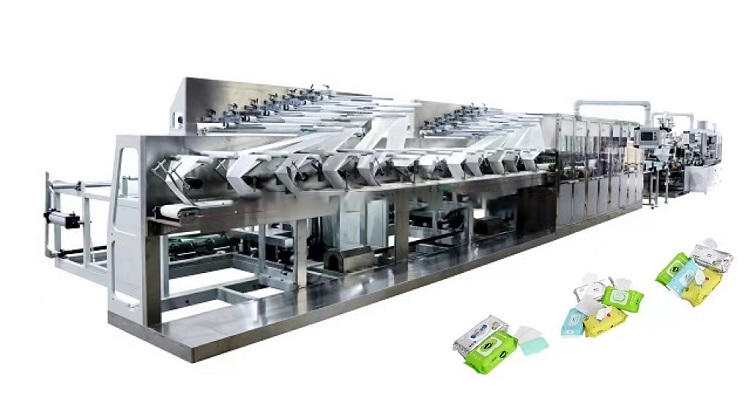 Full Auto Baby Wet Wipes Production Line Wet Wipes Machine for 30-120pcs Per Pack High Speed Wet Tissue Machine Z+W+C 50HZ